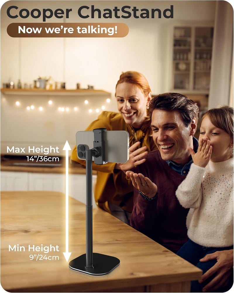 cooper ChatStand, Adjustable Cell Phone Stand for Desk, Phone Stand for Recording, iPhone Holder for Filming, Small Tripod for iPhone, Fits Samsung, Android Smartphones, (Night Black) - Image 2
